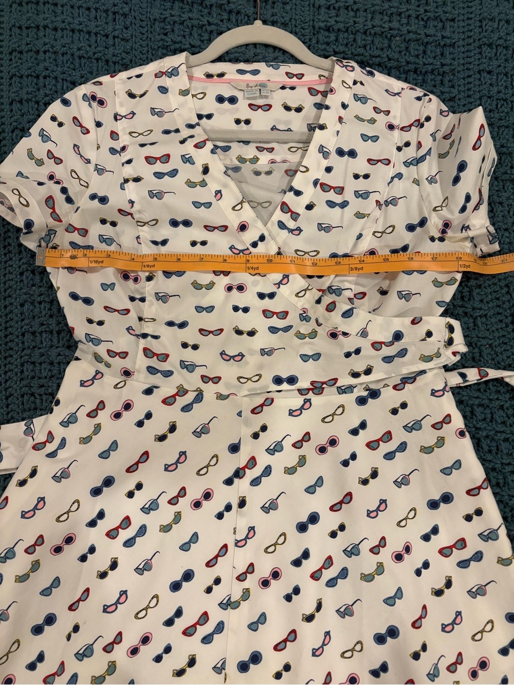 Boden Retro Sunglass Print Lara Wrap Dress Size US10P UK14P Used - Picture 7 of 9